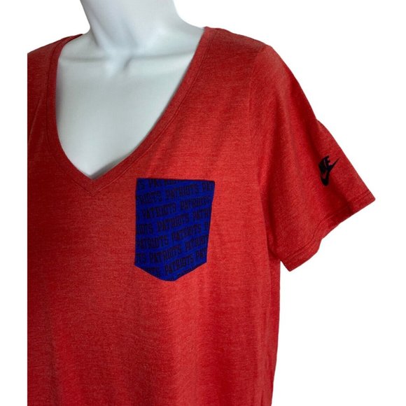 NFL Team Nike New England Patriots Shirt Sz XL Red V-Neck Top Short-Sleeve - Picture 4 of 9